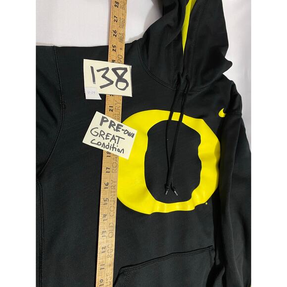 Nike Therma-Fit Oregon Ducks Logo Hoodie Sweatshirt Black Yellow Neon Large - Picture 3 of 12